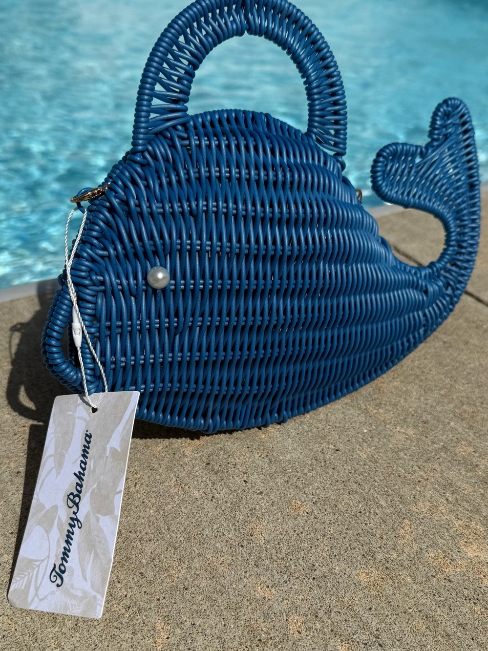 New Tommy Bahama Blue Whale Woven Top-Handle Bag - Picture 1 of 11